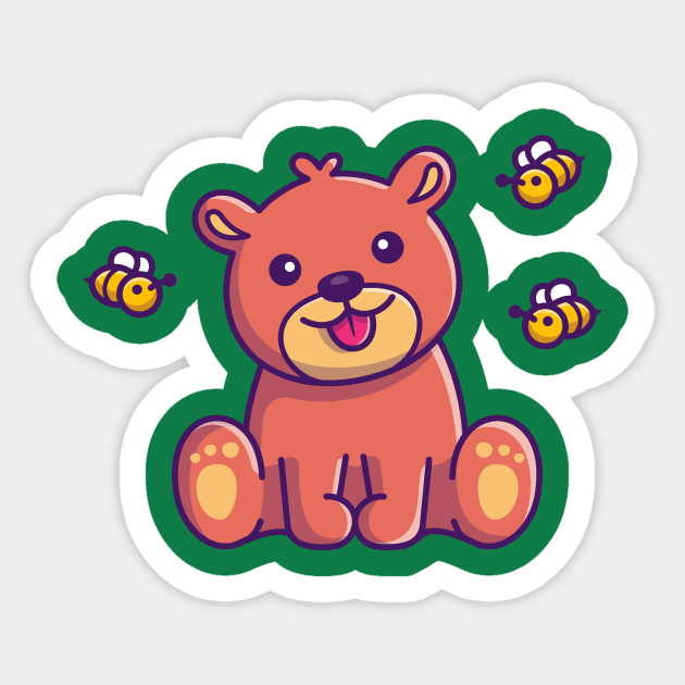 Cute Honey Bear With Bee Cartoon Sticker by Catalyst Labs